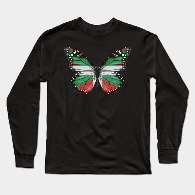 Butterfly Bilbao Basque Country Flag DNA Ikurriña - Gift for Bilbao,Ikurriña, From Basque Long Sleeve T-Shirt by Country Flags